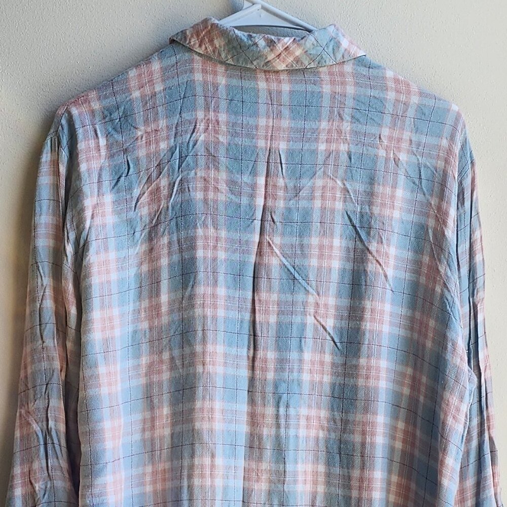 Sanctuary Blue/Pink Plaid Button Down Flannel Shirt Size Large - Picture 11 of 13